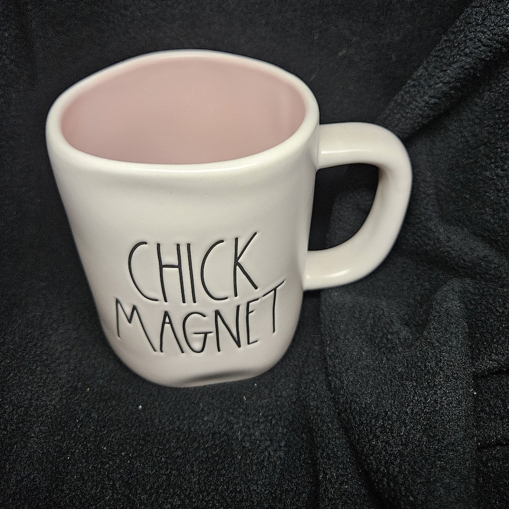 Rae Dunn by Magenta CHICK MAGNET Ceramic LL Coffee Mug Interior Dusty Rose